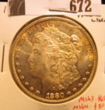 1880 S Morgan Silver Dollar, Brilliant Uncirculated. Prooflike.