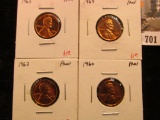 4 Proof Lincoln Cents: 1960, 1962, 1963, & 1964.