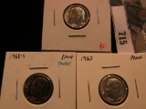 1962 P, 63 P, & 68 S Proof Roosevelt Dimes.