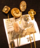 (5) Antique Stick Pins with various sets. Some tarnish.Doc had these priced to sell at $20 each.