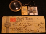 18th Century Coin Magnifying Glass; & 1899 Bank Check from 