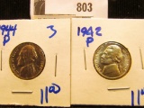 1942-P and 1944-P silver war nickels