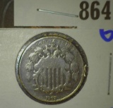 1867 no rays Shield nickel