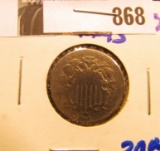 1866 Shield nickel with rays
