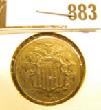 1866 Shield nickel with rays