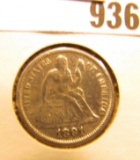 1891 Seated Liberty dime with full liberty