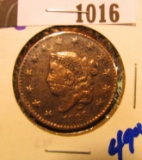 1016.           1828 CORONET HEAD LARGE CENT