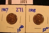 1071.           1907 AND 1908 INDIAN HEAD CENTS