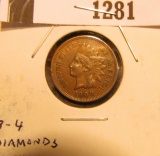 1281.           1908 Indian Head Cent, Full Liberty and Diamonds.