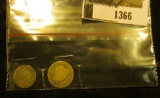 1366.           1854 Seated Liberty Half-Dime and 1907 Barber Dime.