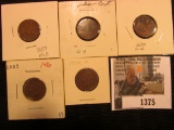 1375.           1889, 1893, 1898, 1905, & 1906 Indian Head Cents.