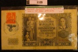 1539.           Series 1940 Poland  German Occupation 20 Zlotych Banknote with German Stamp & Nazi S