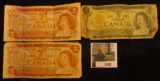 1542.           Series 1973 Canada One Dollar & (2) Series 1974 $2 damaged Canada Banknotes.