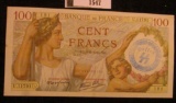 1547.           6=6=1940 Bank of France 100 Francs Banknote with 