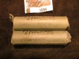 1694.           1962 D & 66 P Solid-date Brilliant Uncirculated Jefferson Nickel Rolls. (80 pcs. tot