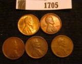 1705.           1909 P VF, 09 P VDB EF, 20 P Off-center Mint error, 27 P AU, & 34 P EF