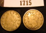 1715.           Pair of Fine to VF+ 1883 NC Liberty Nickels.