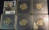 1772.           (4) dated Buffalo Nickels & (1) 1950 D Jefferson Nickel in Snaptight cases.