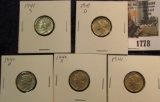 1778.           (6) different date or mint mark 1940D-41 S Mercury Dimes. All grading EF or better.