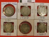 1810.           1897P, 02P, 03S, 07D, 11D, & 12P Barber Half Dollars.