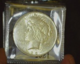 1921.           1922 P & 23 P Peace Silver Dollar, AU-Unc.