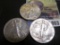 (3) 1943 P World War II Silver Walking Liberty Half Dollars, all EF-AU.