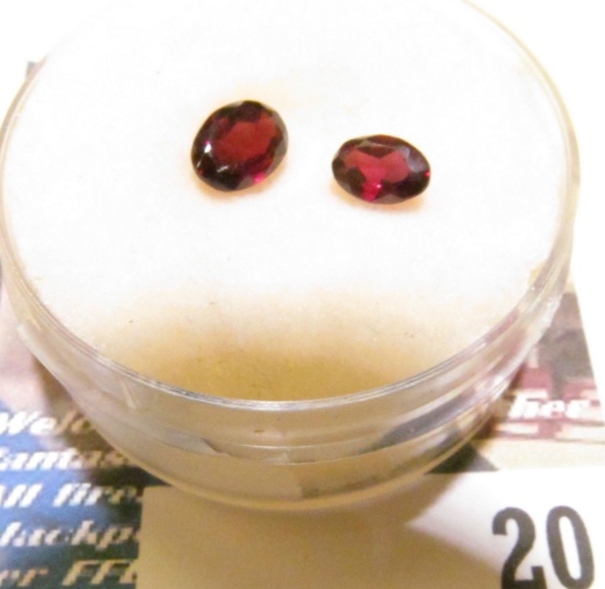 Pair of Oval faceted Rubies with a total of 1.89 carats.