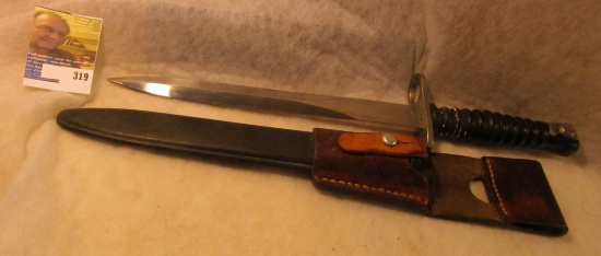Very attractive Bayonet with Scabbard and Frog. "FW" in a circle markings. Has pointed bayonet stud