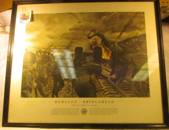 20" x 24" United States War Office Framed Print ""Remagen Bridgehead" The U.S. Army in Action".