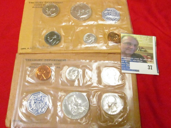 1960 Large Date & 1963 U.S. Silver Proof Sets in original unopened envelopes. (5 pcs. in each set).