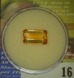 Rectangular faceted Precious Citrine Gem weighing 5.22 carats and ready to be mounted in a piece of
