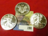 (3) Walking Liberty Design One Troy Oz. .999 Fine Silver Medallions minted by the 