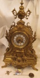 Antique Mantle Clock Gilt Brass, measures 22 1/2