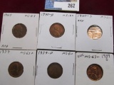 1939 P, D, S, 40P, D, & S Uncirculated Lincoln Cents from early WW II.