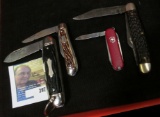 Swiss Army Knife & (3) U.S.A. manufactured Pocket Knives.