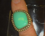 Heavy Turquoise & Sterling Silver Indian Pawn Ring.