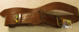 Size 40 Military Leather Belt with Brass Buckle and hangars.