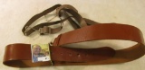 Size 40 Military Leather Belt with Brass Buckle and a pair of rubberized suspenders???
