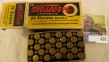 Original full box of 50 25 Stevens Rim Fire Western Cartidges, 65 Grain Coated Bullet, Lubaloy.  If