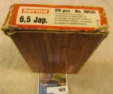 Original Box of Norma 6,5 Jap Ammunition. (18 live rounds, 2 brass only).  Cannot be shipped, must b