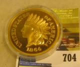 1864 Proof Indian Head cent, encapsulated. Cu, layered in 24K Gold.
