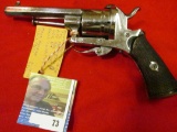 1860 era 7mm Pin Fire Double Action, folding trigger Six-shot Belgium Revolver, 3 3/8