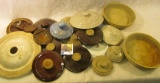 Large group of Stoneware Lids, Planter Water bottoms, & etc.