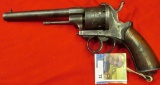 Belgium 11 mm Pin Fire Double Action only Six shot Revolver, lots of engraving, 6 1/4