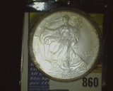 2003 U.S. Silver American Eagle Silver Dollar, One Ounce .999 Fine Silver, encased.
