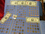 1910-74 Set of Lincoln Cents in a blue Whitman folder; empty Cent folder; & a group of (5) Two Dolla