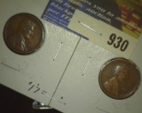 1922 D Good & 1923 S VG Lincoln Cents.