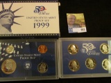 1999 S U.S. Mint Proof (9) Coin Set. Original as Issued.