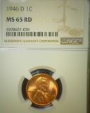 1946 D Lincoln Cent NGC Slabbed MS65 RD.