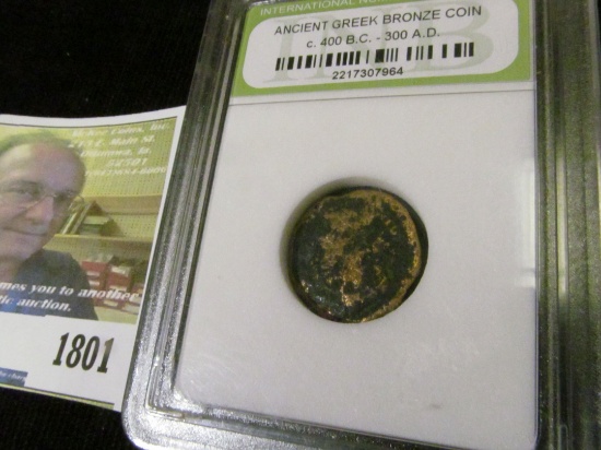 International Numismatic Bureau slabbed "Ancient Greek Bronze Coin c.400  B.C.-300 A.D. | Coins & Currency Coins Ancient Coins Ancient Greek Coins |  Online Auctions | Proxibid